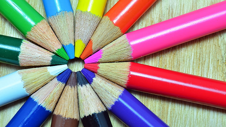 berbagai macam warna pensil warna, pensil, warna-warni, krayon, Wallpaper HD