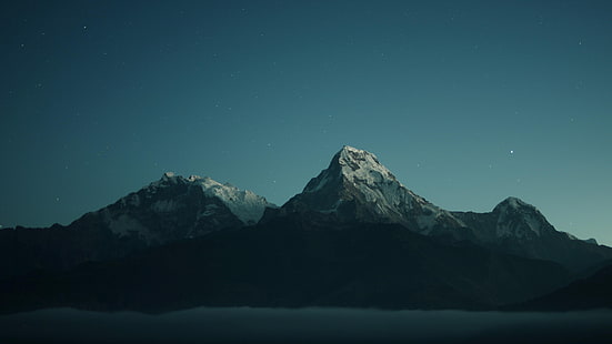montañas, simplemente, simple, cielo, noche, picos, Fondo de pantalla HD HD wallpaper