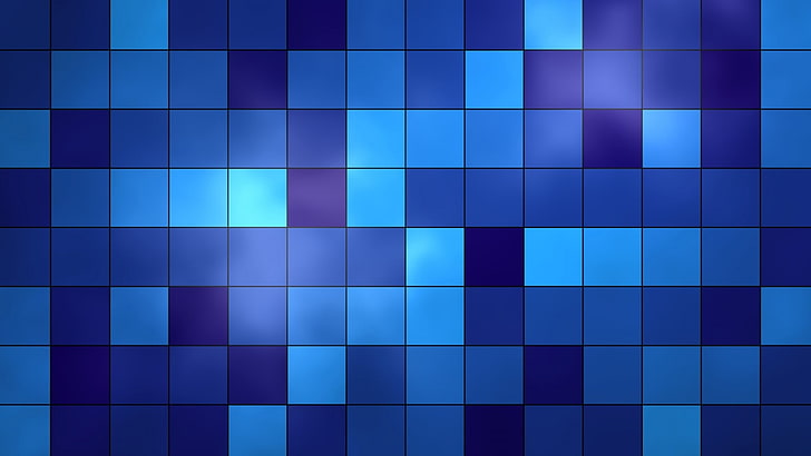 วอลล์เปเปอร์ดิจิตอลลูกบาศก์สีน้ำเงินนามธรรมสี่เหลี่ยมพื้นผิวพื้นผิวศิลปะดิจิตอล, วอลล์เปเปอร์ HD