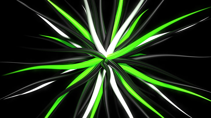 fond d'écran abstrait vert et noir, abstrait, art numérique, fond noir, vert, 3D, tentacules, oeuvre d'art, Fond d'écran HD