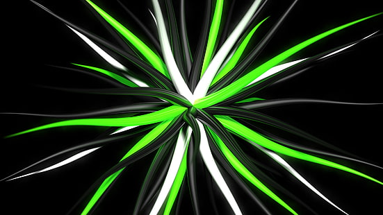 fond d'écran abstrait vert et noir, abstrait, art numérique, fond noir, vert, 3D, tentacules, oeuvre d'art, Fond d'écran HD HD wallpaper