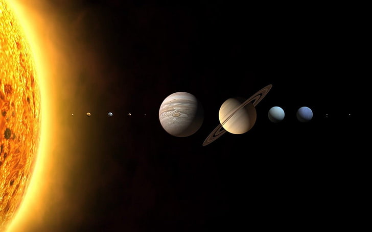 Solsystemillustration, planet, solsystem, rymd, rymdkonst, digital konst, HD tapet