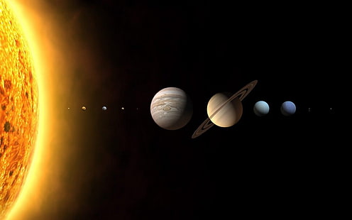 Solsystemillustration, planet, solsystem, rymd, rymdkonst, digital konst, HD tapet HD wallpaper