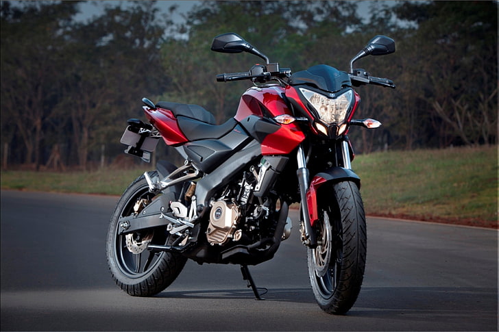 Nuevo Bajaj Pulsar 200NS Front Side, motocicleta estándar Bajaj NS160 roja y negra, motocicletas, otros, Fondo de pantalla HD