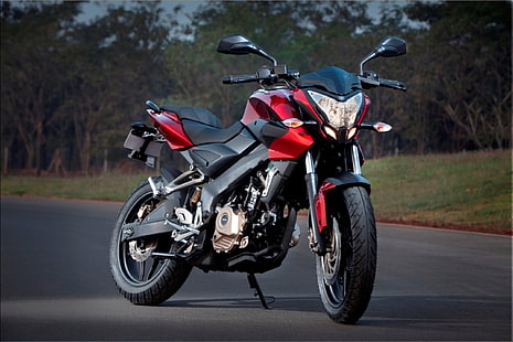 Nuova Bajaj Pulsar 200NS anteriore, rosso e nero Bajaj NS160 standard moto, moto, altro, Sfondo HD HD wallpaper