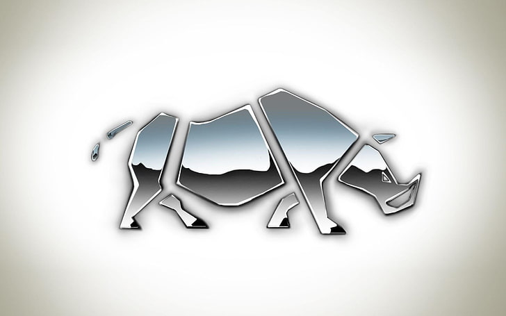 Forma di rinoceronte, logo di rinoceronte d'argento, Altro, animale, rinoceronte, forma, Sfondo HD