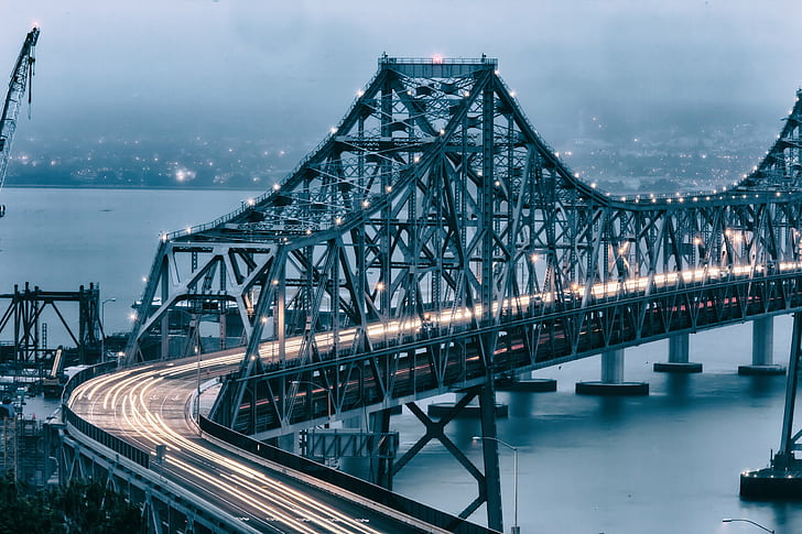 جسر معلق بني ، بني ، جسر معلق ، Bay Bridge ، Bridge California ، سان فرانسيسكو ، الولايات المتحدة الأمريكية ، الولايات المتحدة الأمريكية، خلفية HD