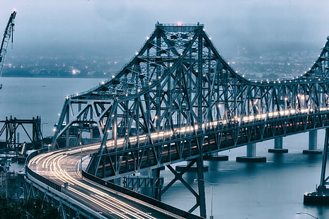 brun hängbro, brun, hängbro, Bay Bridge, Bridge Kalifornien, San Francisco, USA, USA, HD tapet HD wallpaper