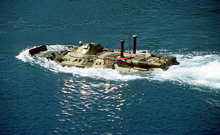 Amphibious Vehicle, brown and green submarine, Army, Amphibious, Vehicle, HD wallpaper