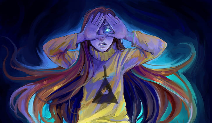 fantasy girl, shiny eye, illuminati, triangle, Fantasy, HD wallpaper
