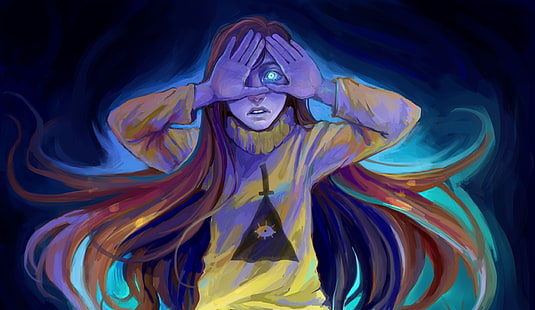 판타지 소녀, 빛나는 눈, illuminati, 삼각형, 판타지, HD 배경 화면 HD wallpaper