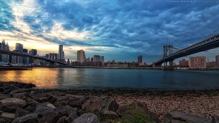 منظر مدينة نيويورك ، جسر نيويورك ، مدينة نيويورك ، صورة نيويورك ، سوا ، الولايات المتحدة، خلفية HD