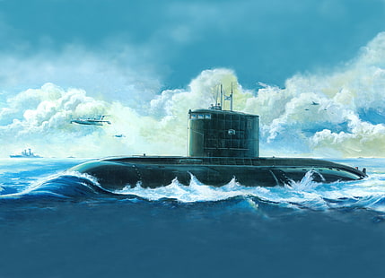 фигура, изкуство, руска атака на подводница от клас Кило, HD тапет HD wallpaper