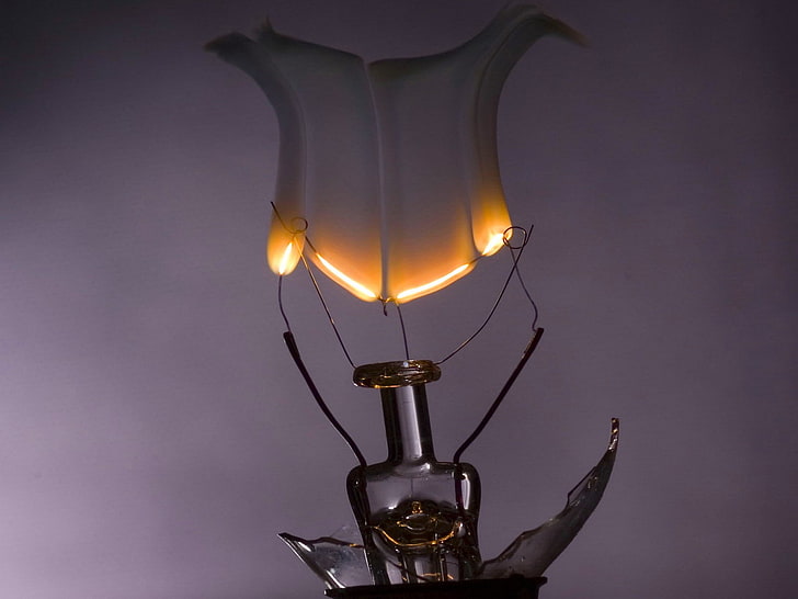 white and gray lamp, smoke, Light bulb, electricity, HD wallpaper