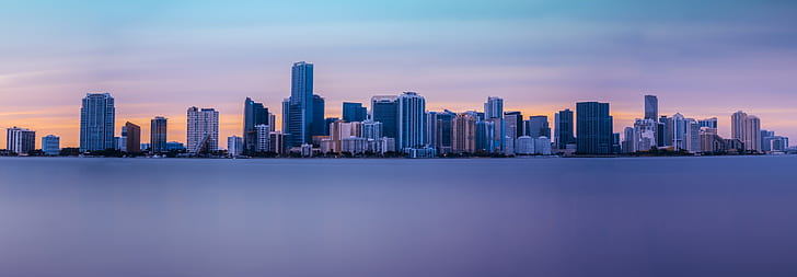 panorama, skyscrapers, miami, united states, HD wallpaper