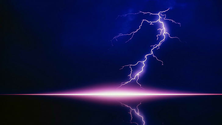 Lightning, Night, Nature, blue and red lightning, lightning, night, nature, HD wallpaper