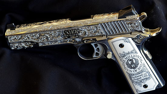 pistol semi-otomatis Ruger abu-abu dan emas, Ruger Blackhawk, pistol, AS, Wallpaper HD HD wallpaper