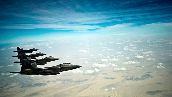 wojskowe, samoloty wojskowe, F22-Raptor, US Air Force, samoloty, F-22 Raptor, Tapety HD