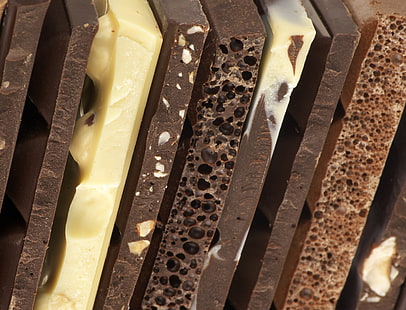 barras de chocolate, chocolate, fondo, tipos, variedades, corte, dulces, Fondo de pantalla HD HD wallpaper