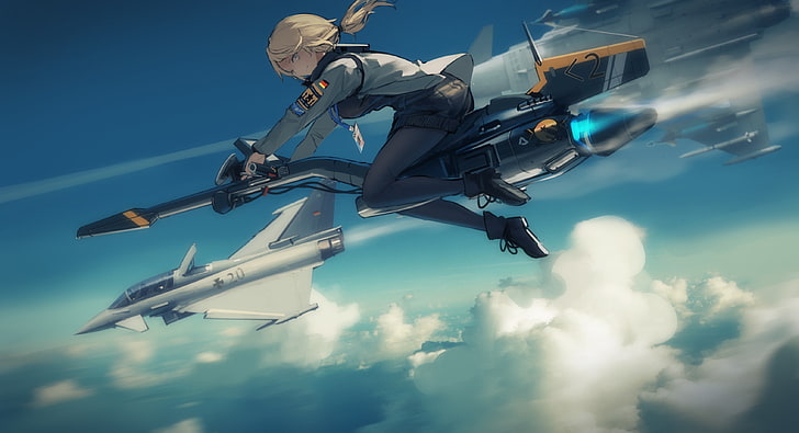 Brave Witches, blonde, anime girls, Eurofighter Typhoon, HD wallpaper