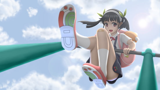 Seria Monogatari, Hachikuji Mayoi, anime dziewczyny, twintails, Tapety HD HD wallpaper