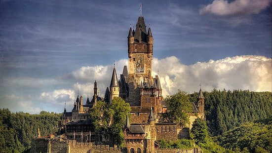 замък, Райхсбург, Райхсбургски замък, Кохем, Германия, Европа, HD тапет HD wallpaper