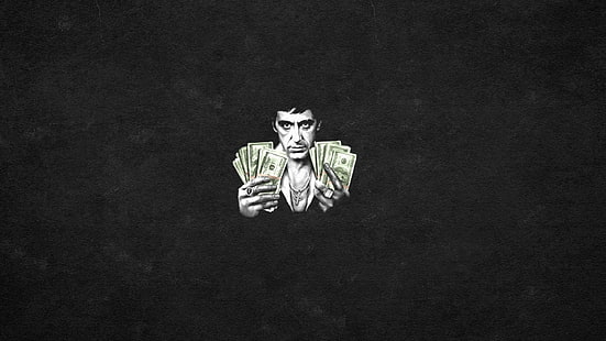 Scarface, Tony Montana, Al Pacino, black background, HD wallpaper HD wallpaper