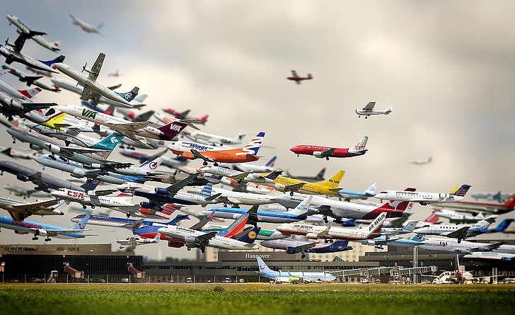 Air Traffic World, airliner lot \, Motors, Airplane, World, Traffic, HD wallpaper