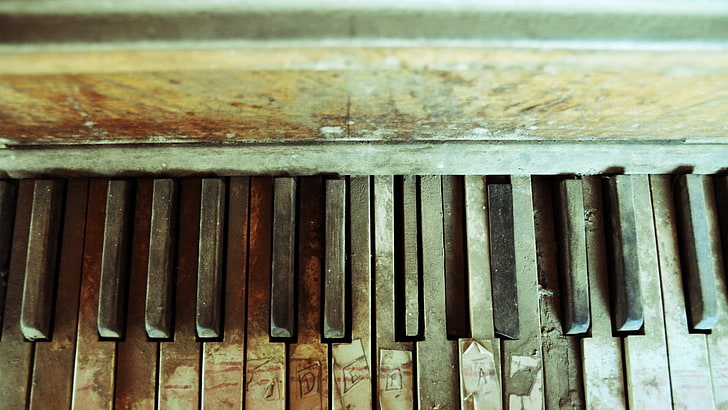 piano spinet coklat, ditinggalkan, piano, tua, musik, tekstur, Wallpaper HD