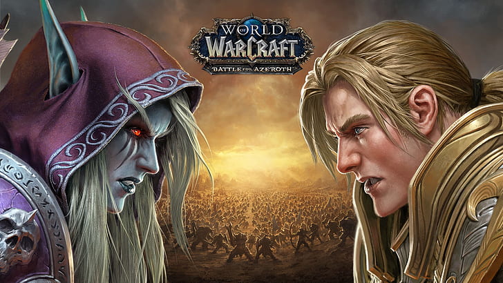 undead, human, Sylvanas Windrunner, Horde, Alliance, Anduin Wrynn, Forsaken, Battle for Azeroth, Wolrd of Warcraft, HD wallpaper