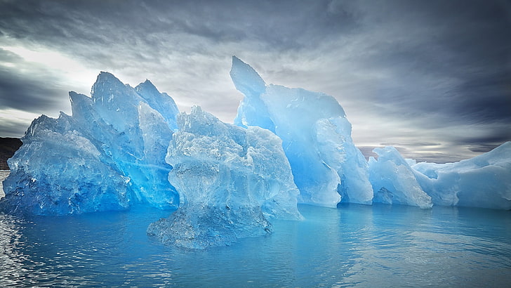 paisaje, mar, agua, hielo, iceberg, Fondo de pantalla HD