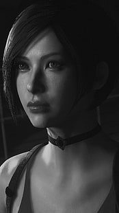 Resident Evil 2, Resident Evil 2 Remake, videojuegos, render, monocromo, ada wong, Fondo de pantalla HD HD wallpaper