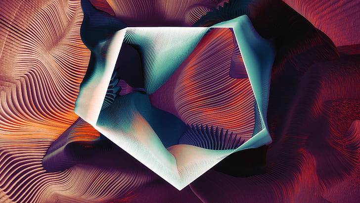 linee astratte pentagoni geometria colorata forme di arte digitale, Sfondo HD