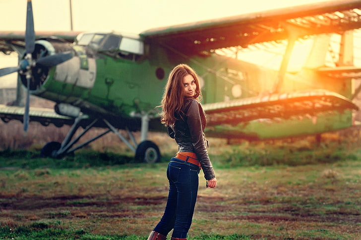 aircraft, women, model, women outdoors, Antonov An-2, HD wallpaper