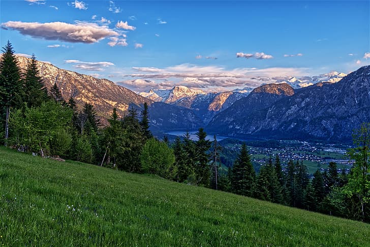 Berge, Tal, Österreich, Bad Goisern, Riedln, HD-Hintergrundbild