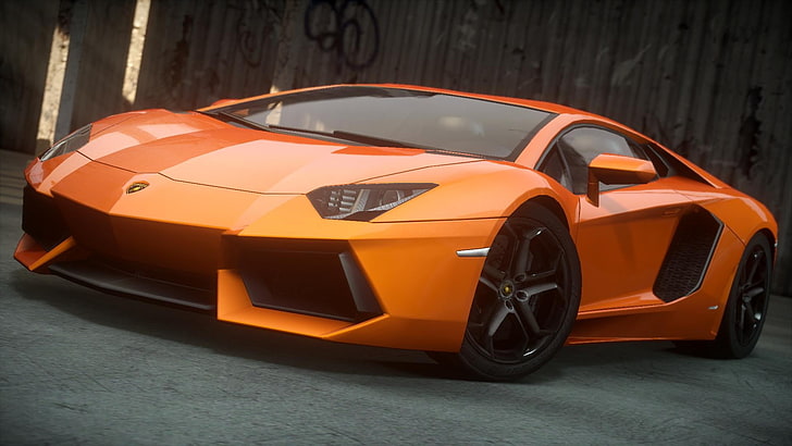 laranja Lamborghini Aventador, Lamborghini, Lamborghini Aventador, Need for Speed, Need for Speed: The Run, videogames, HD papel de parede