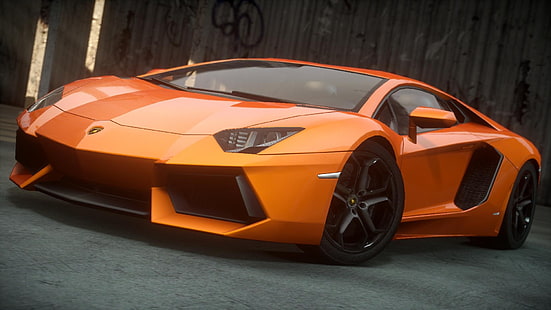 pomarańczowy Lamborghini Aventador, Lamborghini, Lamborghini Aventador, Need for Speed, Need for Speed: The Run, gry wideo, Tapety HD HD wallpaper
