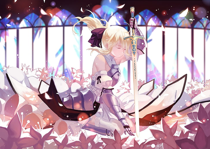 Fate Stay Night Saber Lily tapet, Fate Series, Saber Lily, blond, anime, anime tjejer, HD tapet