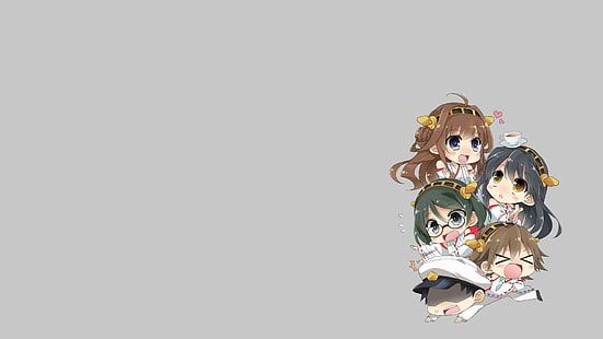 Аниме, Kantai Collection, Admiral (Kancolle), Haruna (Kancolle), Hiei (Kancolle), Kirishima (Kancolle), Kongou (Kancolle), HD тапет HD wallpaper