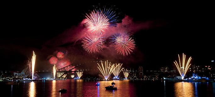 fireworks display, explosion, fireworks, Sydney, HD wallpaper HD wallpaper