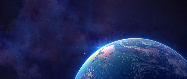 الفضاء والنجوم والغلاف الجوي والأرض، خلفية HD HD wallpaper