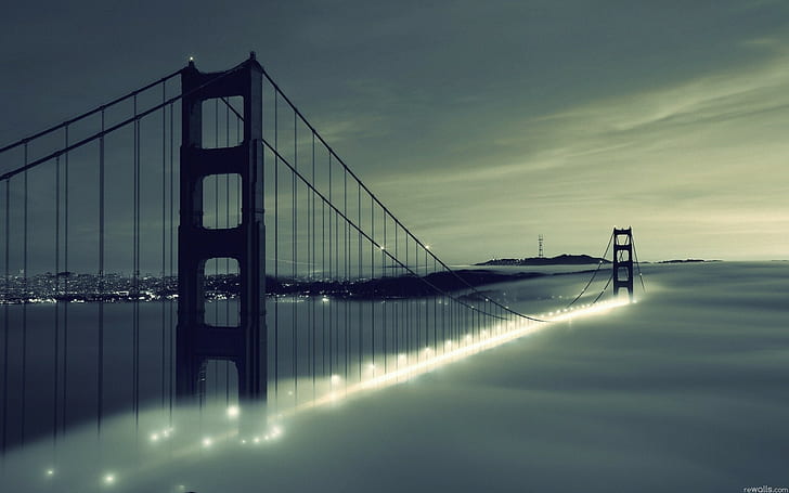 ciudad, urbano, puente, puente Golden Gate, San Francisco, niebla, Fondo de pantalla HD