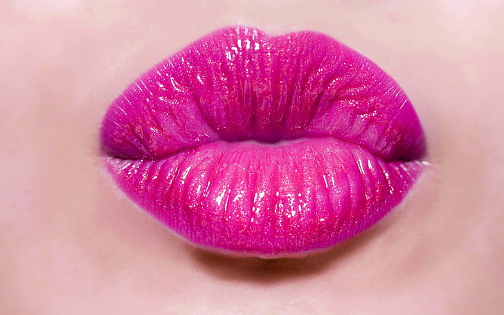 красота, поцелуй, губы, губная помада, ротик, розовый, женщина, HD обои