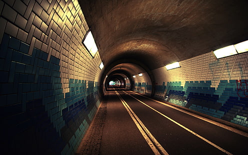 tunnel, väg, asfalt, plattor, HD tapet HD wallpaper