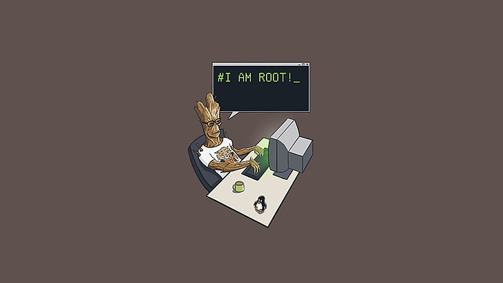 Ilustración de Groot, Groot, Linux, Root, Guardians of the Galaxy Vol.2, Fondo de pantalla HD