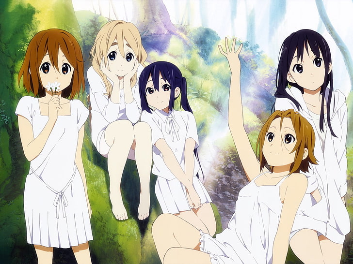 K-ON !, Hirasawa Yui, Akiyama Mio, Nakano Azusa, Kotobuki Tsumugi, Tainaka Ritsu, Anime-Mädchen, Anime, HD-Hintergrundbild