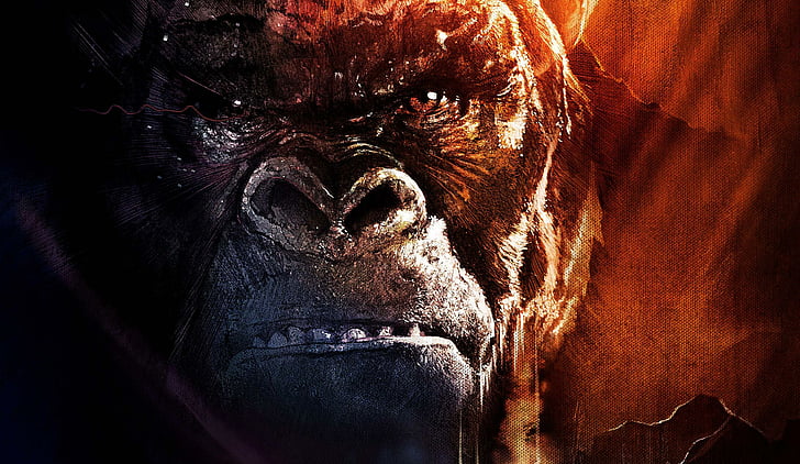 fond d'écran numérique gorille noir, Kong: Skull Island, 2017, Fond d'écran HD