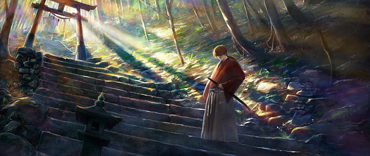 ultra-lebar, Rurouni Kenshin, anak laki-laki anime, Wallpaper HD