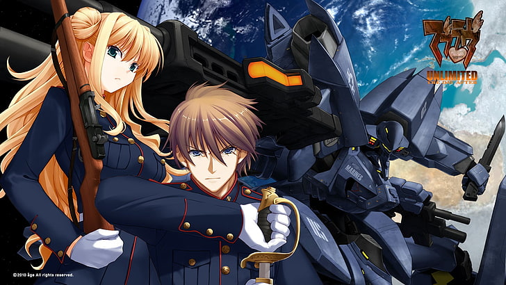 male and female animated character wallpaper, Muv-Luv, HD wallpaper