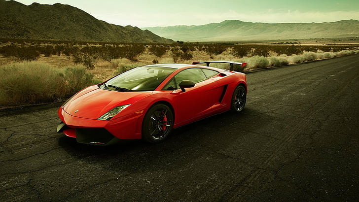 coche, Lamborghini, Lamborghini Gallardo, coches rojos, carretera, Fondo de pantalla HD